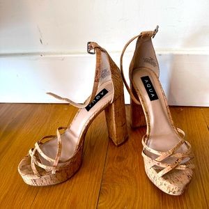 AQUA cork platform heels, size 6
